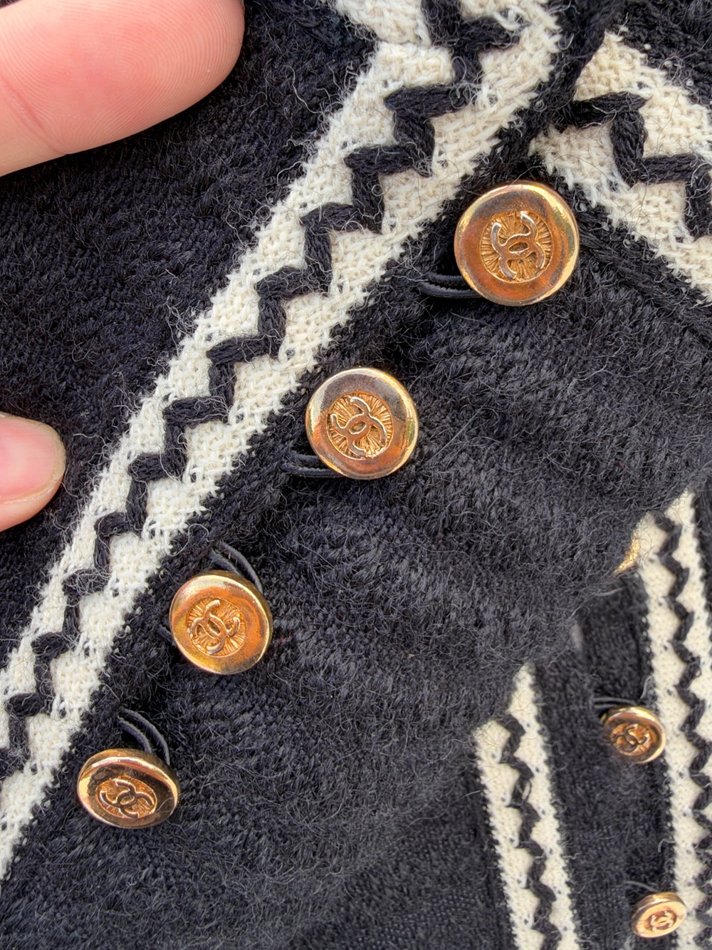 Vintage CHANEL Boutique Black Tweed Jacket & Maxi Skirt Suit Set Gold CC Buttons - Picture 6 of 14